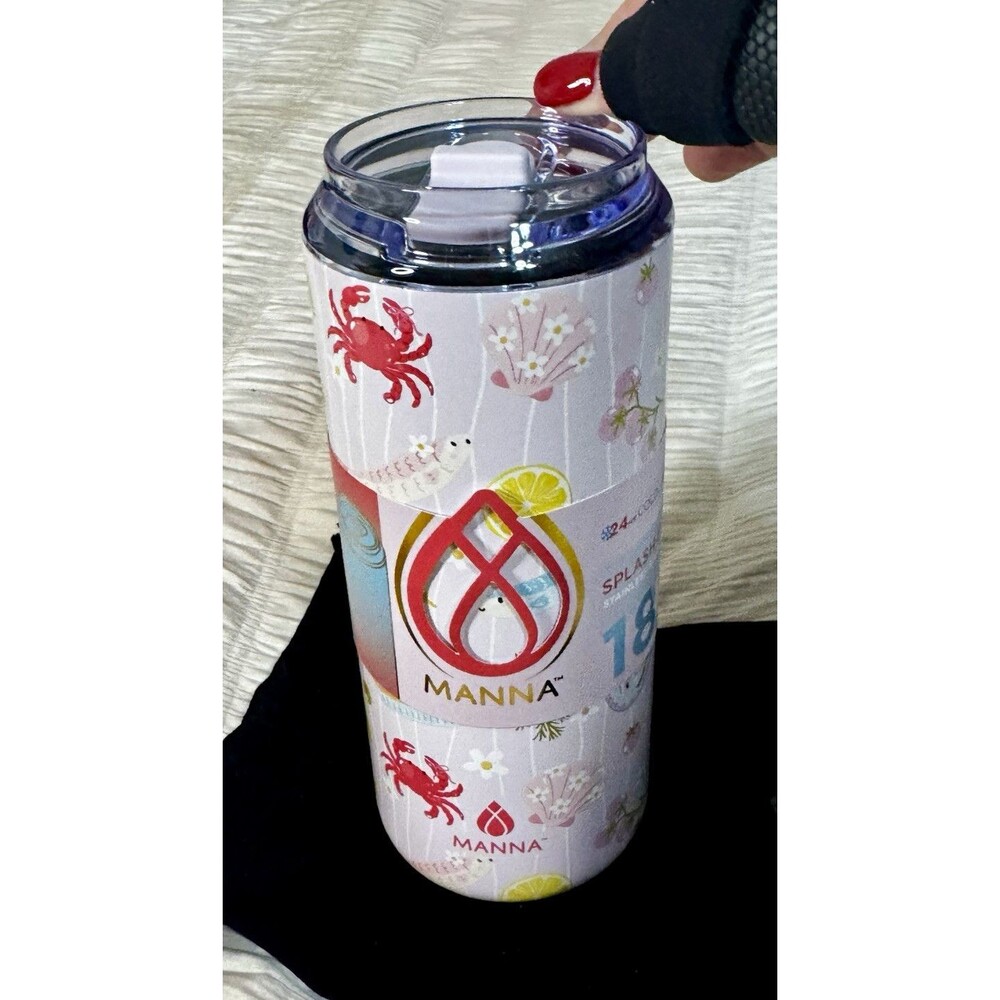 MANNA Splash-Proof Tall Boy 18oz Stainless Insulated Tumbler, Crab Lid
